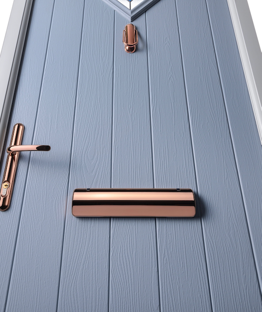 Duck Egg Blue composite door with lever handle